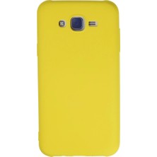 Samsung Galaxy J7 Kılıf Nano Içi Kadife Silikon - Sarı