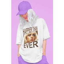 Sevbano Tasarım Billie Eilish Happier Than Ever Baskılı Unisex Oversize Şarkıcı Tişört