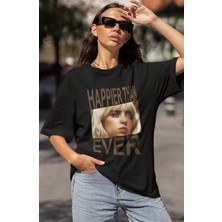 Sevbano Tasarım Billie Eilish Happier Than Ever Baskılı Unisex Oversize Şarkıcı Tişört