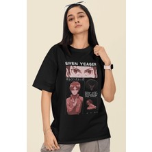 Sevbano Tasarım Eren Yeager Baskılı Unisex Oversize Attack On Titan Anime Dizi Karakter Tişört