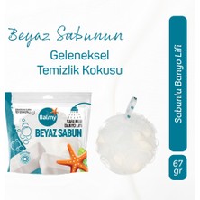Balmy 67 gr Beyaz Sabunlu Banyo Lifi Yumuşatıcı Özellik ile Temizleyici Etki Sağlar