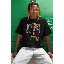 Sevbano Tasarım Monkey D. Luffy Baskılı Unisex Oversize One Piece Anime Dizi Karakter Tişört