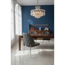 Todek Home Safir 6 Adet Metal Ayaklı Sandalye Babyface Kumaş Mutfak Salon Yemek Masası Sandalyesi