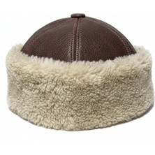 Okçu Baba Okcubaba El Yapımı Hakiki Deri Kürklü Kahverengi Börk – Soğuk Geçirmez, Geleneksel Başlık