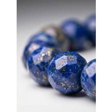 MMİF Doğal Lapis Lazuli Taşı Bileklik – Lacivert-Mavi Doğal Taş, Altın Pirit Damarlı Unisex Mmif