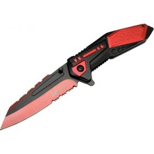 Marsilyan Mtech 4173 Kırmızı Kamp Çakı 21CM - Yarı Otomatik, Kemerlikli, Testere Detaylı