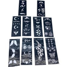 Allproduct TR Mix Desen 8X20  cm Tüp Kına Desen Çıkartma Şablonu 10 Parça (5405)