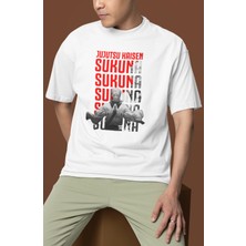 Sevbano Jujutsu Kaisen Ryomen Sukuna Baskılı Unisex Oversize Anime Dizi Karakter Tişört