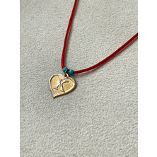 Rupen Kraft Kırmızı Ipli 14 Ayar Altın K Harfi Kolye Altın Kalpli Harf Kolye Altın Harf