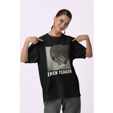 Sevbano Tasarım Eren Yeager Baskılı Unisex Oversize Attack On Titan Anime Dizi Karakter Tişört