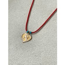 Rupen Kraft Kırmızı Ipli 14 Ayar Altın N Harfi Kolye Altın Kalpli Harf Kolye Altın Harf