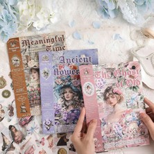 Retro Stil Scrapbook Sticker Kitabı – 24 Sayfa Vintage Etiket Seti