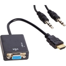 Powermaster HDMI'dan VGA'ya Ses Desteğiyle Dönüştürücü 1 Port 32015 Model Siyah