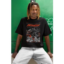 Sevbano Tasarım Berserk Guts Baskılı Unisex Oversize Anime Dizi Karakter Tişört