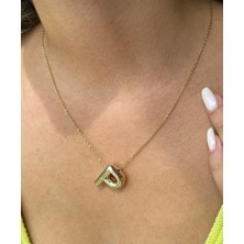 Altın Renk P Harf Çelik Balon Kolye