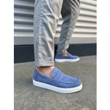 Zapatos JY180 Estilo x Bağcıksız Süet Erkek Günlük Spor Klasik Ayakkabı Sbt - Mavi