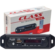 Class Bluetooth-USB-SD-MMC-Aux-Mikrofonlu-Kumandalı Oto Teyp Çevirici Dijital Player USB-402