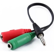 Powermaster PM-2697 3.5 mm Stereo Erkek Kulaklık 3 Çizgili + 2 x Stereo Dişi Mikrofon Hoparlör Çoklayıcı Kablo