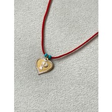 Rupen Kraft Kırmızı Ipli 14 Ayar Altın P Harfi Kolye Altın Kalpli Harf Kolye Altın Harf