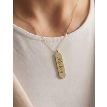 İryum Kişiye Özel Plaka Dikey İsimli Altın Kolye - 14 Ayar