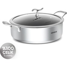 Karaca Plasma Steel 316+ 3Ply Yanmaz Yapışmaz Çelik Karnıyarık Tencere 30 cm