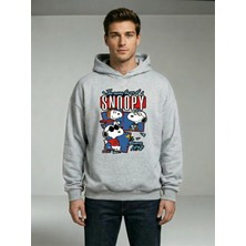 Hena Chill Like Snoopy Kapüşonlu Gri Sweatshirt Özel Tasarım Pamuklu Unisex