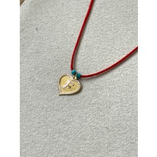 Rupen Kraft Kırmızı Ipli 14 Ayar Altın F Harfi Kolye Altın Kalpli Harf Kolye Altın Harf