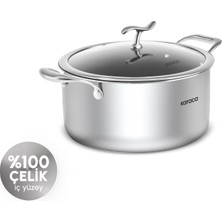Karaca Plasma Steel 316+ 3Ply Yanmaz Yapışmaz Çelik Tencere 24 cm