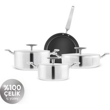 Karaca Plasma Steel 316+ 3ply Apollo Indüksiyon Tabanlı 7 Parça Çelik Tencere Seti