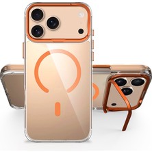 Lopard iPhone 17 Pro Max ile Uyumlu Kılıf M-Safe Şarj Airbagli Kamera Standlı Azor Kapak Turuncu Lacivert Gold