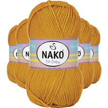 Nako 5 Adet Elite Baby El Örgü Ipi Tüylenmeyen Bebek Yünü Parlak Altın 1636