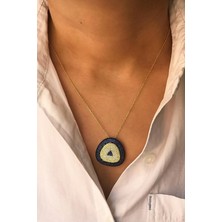 Normadia Yeşil Altın Rengi Üçgen Nazar Kolye Kadın Takısı Gözlük Uyarıcı