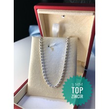 Normadia Şeffaf Işıklı Kutuda Unisex 3mm Top Zincirli Gümüş Kolye