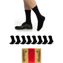 Dayco Premium Yazlık Erkek Bambu Soket Çorap 8'li Siyah Set Kraft Kutulu - 41-45 - 478
