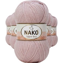 Nako 5 Adet Süper Inci El Örgü Ipi 100 gr Gül Goncası 318
