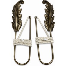 Dekoratif Yaprak Fon Perde Tutacagı || Delme & Vida Yok | Pratik Kullanım | 1 Adet Antik