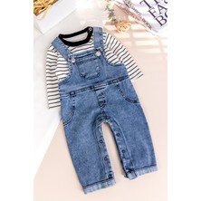 Babymod Erkek Bebek 2'li Denim Şık Kot Salopet Tulum Set