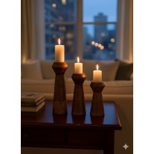 3’lü Seramik Mumluk  Seti | Dekoratif  Mumluk Şamdan | Modern & Doğal Tasarım ( Mum Dahil Değildir)