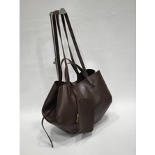 Aysamood Deri - Yumuşak Deri Görünümlü Büyük Tote Çanta | Ek Cüzdanlı Maxi Boy