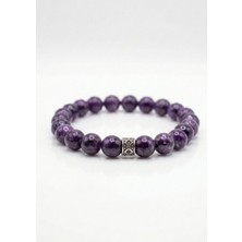 MMİF Doğal Lepidolit Taşı Bileklik – Mor Doğal Taş, Sakinlik ve Denge Taşı, 8mm, Unisex, Mmif