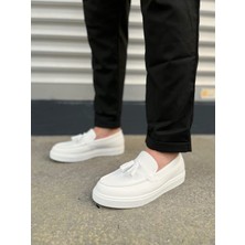 Zapatos JY153 Bloom Bağcıksız Püsküllü Cilt Erkek Günlük Spor Klasik Ayakkabı Cbt - Beyaz
