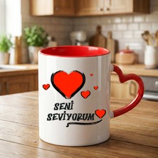 Zerya Seni Seviyorum Yazılı Sevgililer Için Kırmızı Kalp Kupa Bardağı - Seni Seviyorum Kalp Kupa Bardak