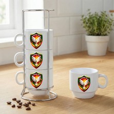 Zerya Amedspor Resimli Standlı 4'lü Porselen Kahve Fincan Seti - Amed Spor Fincan Seti