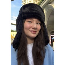 Mollycrush Genç Siyah Peluş Pilot Şapka | Uniseks Kışlık Ushanka Tarzı