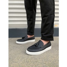 Zapatos JY153 Bloom Bağcıksız Püsküllü Cilt Erkek Günlük Spor Klasik Ayakkabı Cbt - Siyah