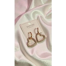 Initium Xuping Çelik Kalp Figürlü Zirkon Taşlı Rose Gold Küpe