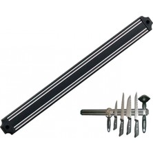 Marsilyan Mıknatıslı Bıçak Tutucu Stand - 38 cm - Siyah - Paslanmaz Çelik - Mutfak Düzeni - Güvenli Bıçak Saklama - Tezgâh Düzeni - Modern Tasarım