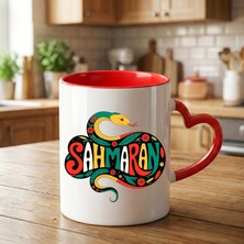 Zerya Şahmaran Tasarımlı Kırmızı Renkli Kalp Kupa Bardağı - Şahmaran Kalp Kupa Bardak