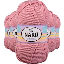 Nako 5 Adet Elite Baby El Örgü Ipi Tüylenmeyen Bebek Yünü Gül Kurusu 10325