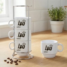 Zerya Kürtçe Do Îro Sibê Yazılı Standlı 4'lü Porselen Kahve Fincan Seti